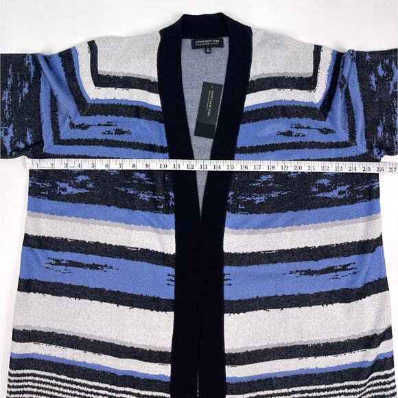 NWT Jones New York Blue and Black Striped Open Cardigan Sweater Size 2X - Picture 8 of 8